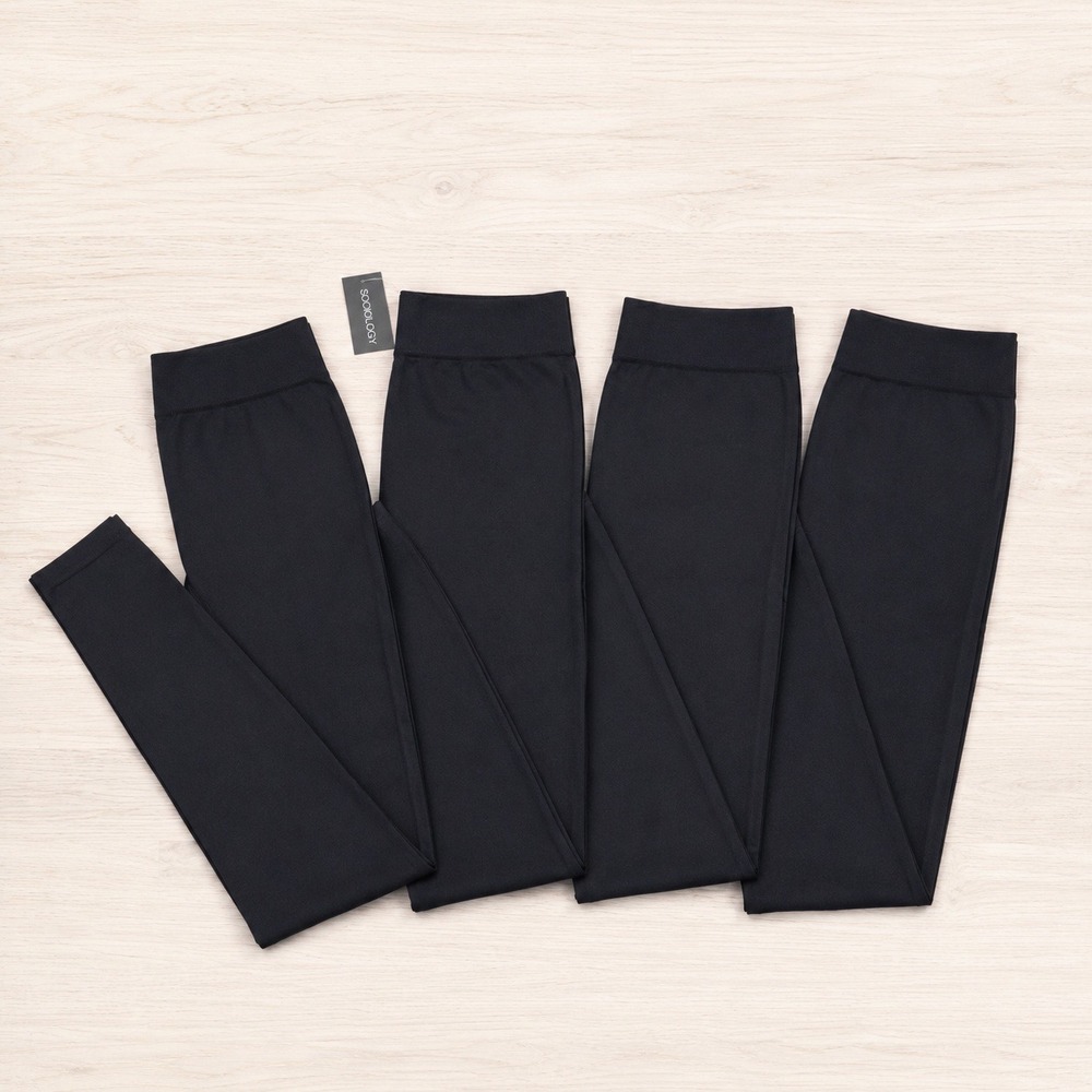 Sociology Women Leggings 4 Piece Lot M/L Black Fleece Lined Bundle Stretch Cozy